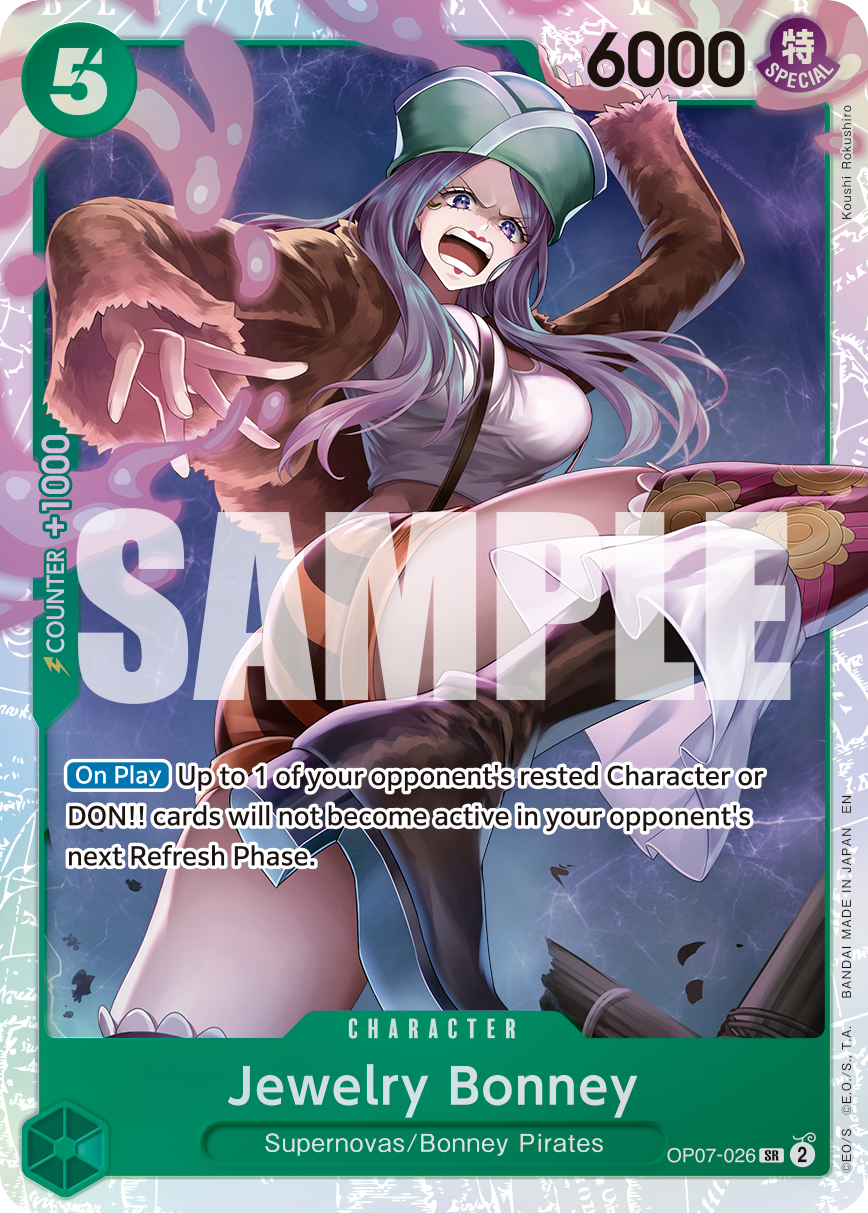 Jewelry Bonney - OP07-026 OP07-026, the SR printing from OP-07 of the One Piece Card Game