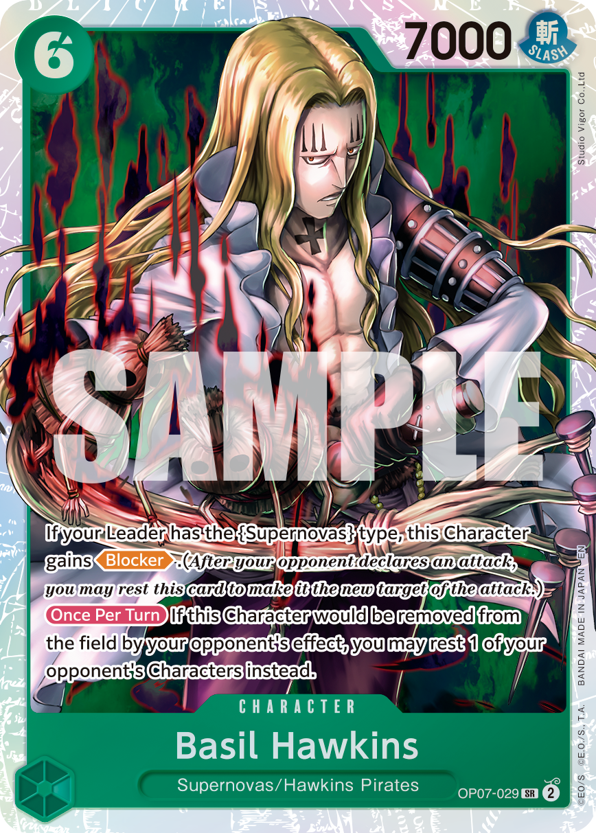 Basil Hawkins - OP07-029 OP07-029, the SR printing from OP-07 of the One Piece Card Game