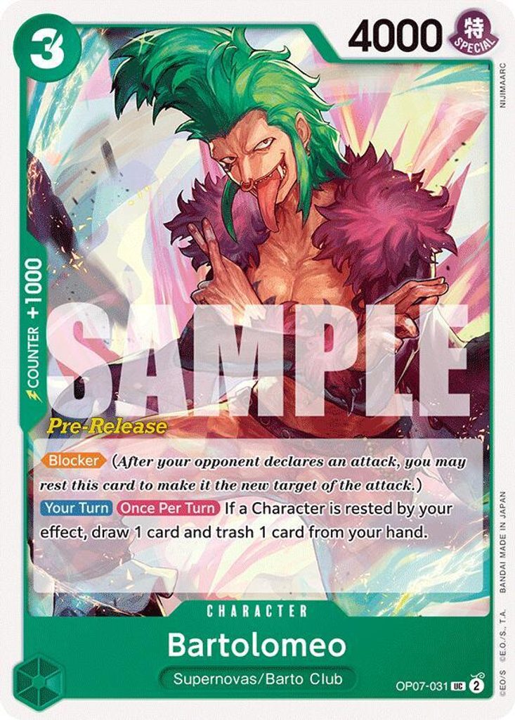 Bartolomeo OP07-031, the UC printing from OP-07 of the One Piece Card Game