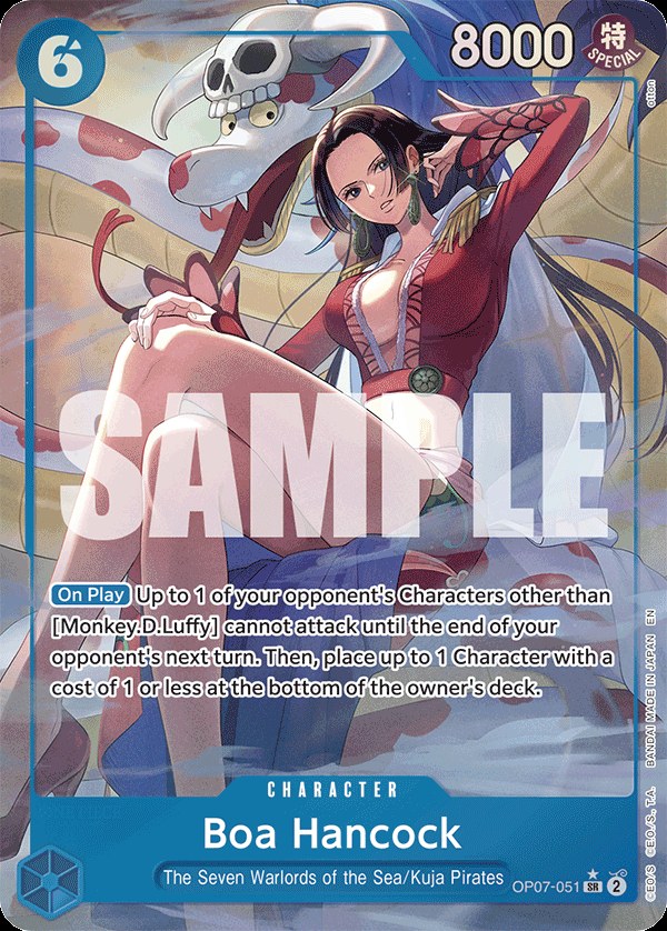 Boa Hancock OP07-051, the SR printing from OP-07 of the One Piece Card Game