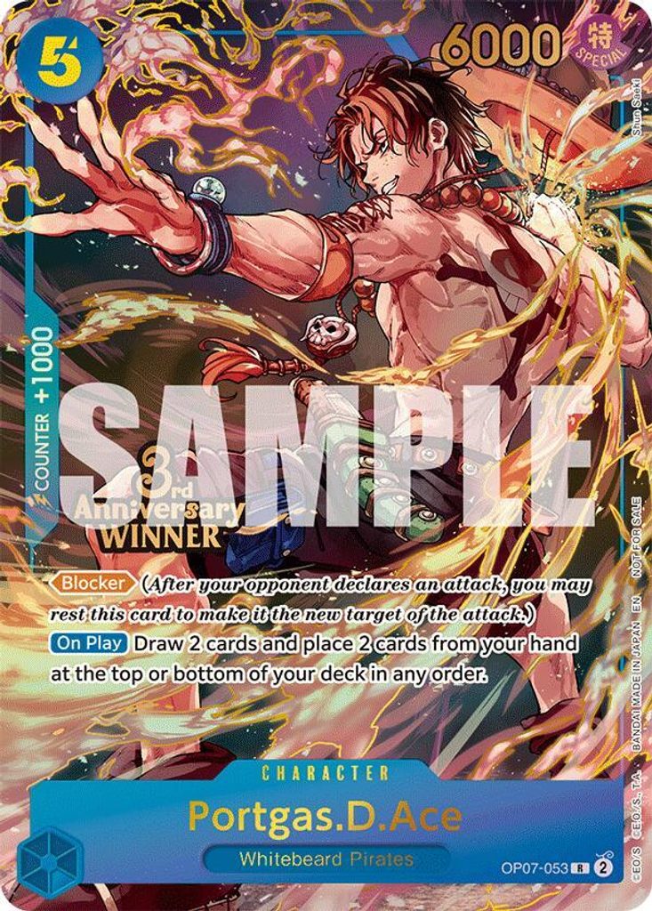 Portgas.D.Ace OP07-053, the R printing from OP-07 of the One Piece Card Game