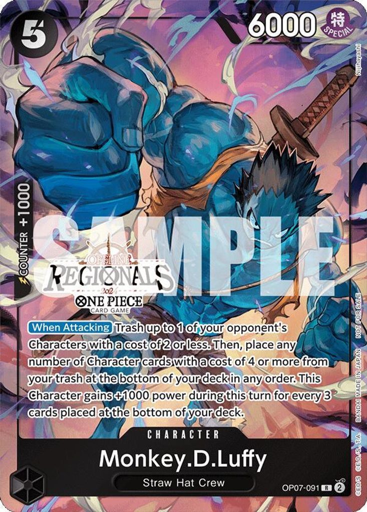 Monkey.D.Luffy OP07-091, the R printing from OP-07 of the One Piece Card Game