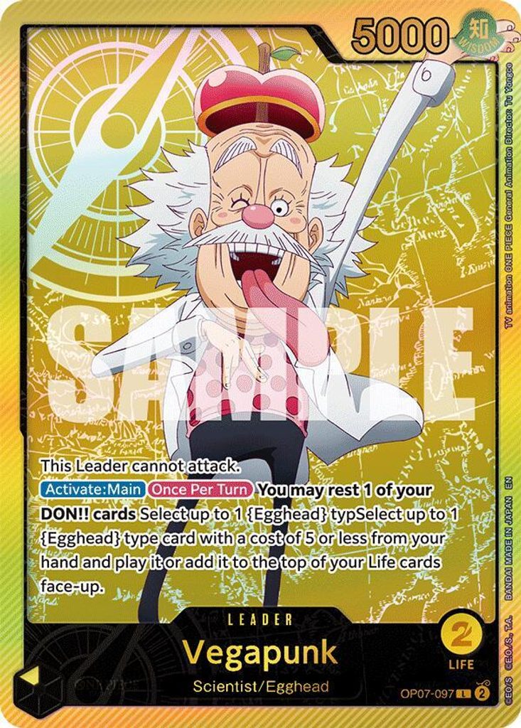 Vegapunk OP07-097, the L printing from OP-07 of the One Piece Card Game