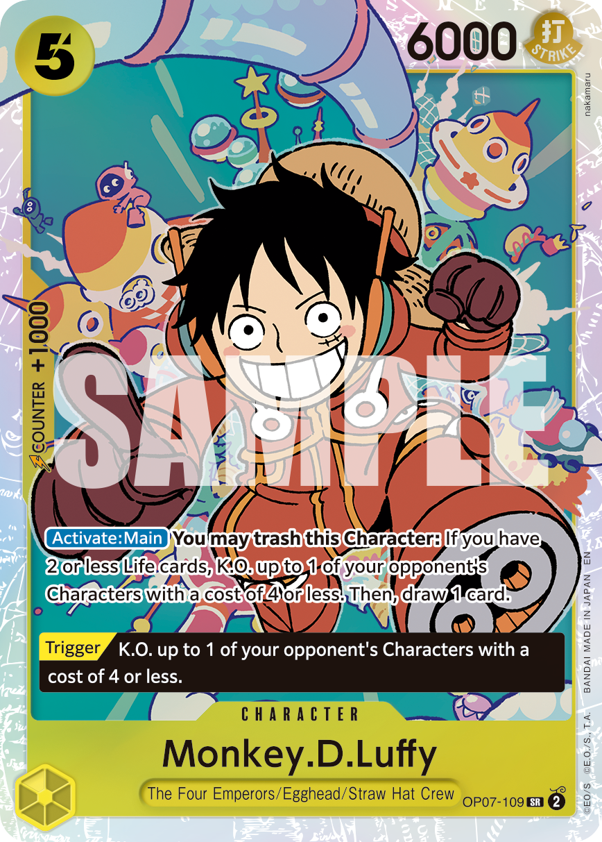 Monkey D. Luffy OP07-109, the SR printing from OP-07 of the One Piece Card Game