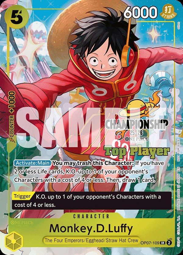 Monkey D. Luffy OP07-109, the SR printing from OP-07 of the One Piece Card Game