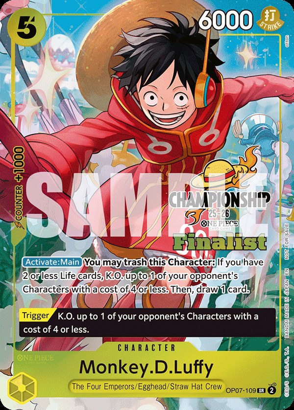 Monkey D. Luffy OP07-109, the SR printing from OP-07 of the One Piece Card Game