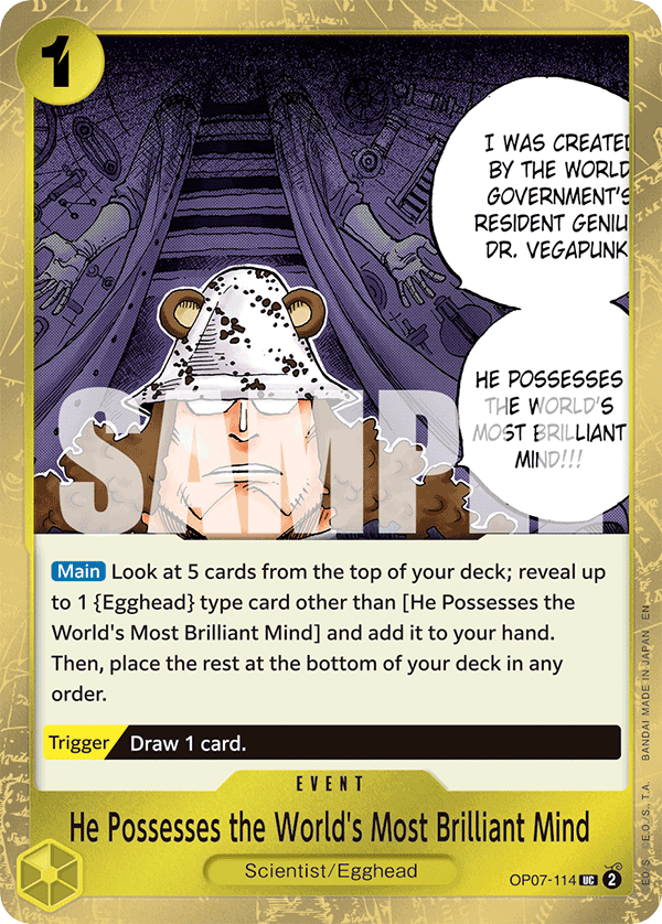 He Possesses the World's Most Brilliant Mind OP07-114, the UC printing from OP-07 of the One Piece Card Game