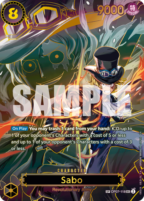 Sabo - OP07-118 OP07-118, the SEC printing from OP-07 of the One Piece Card Game