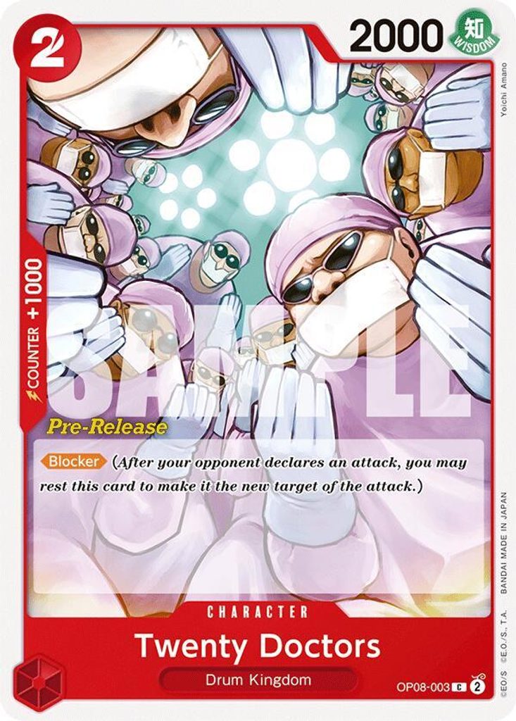 Twenty Doctors OP08-003, the C printing from OP-08 of the One Piece Card Game