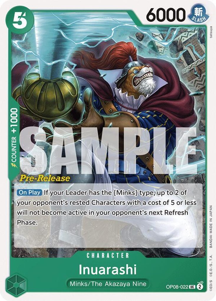 Inuarashi OP08-022, the UC printing from OP-08 of the One Piece Card Game