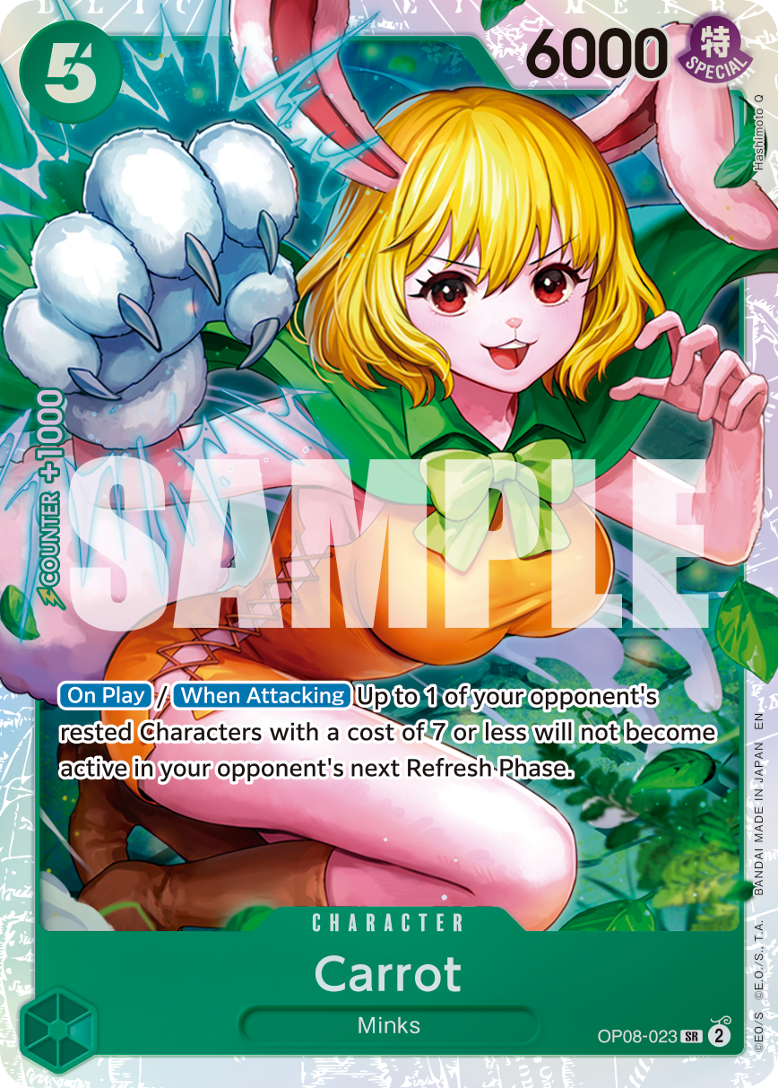 Carrot OP08-023, the SR printing from OP-08 of the One Piece Card Game