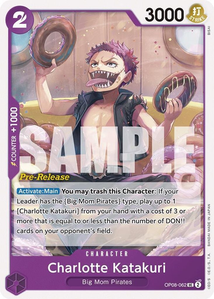 Charlotte Katakuri OP08-062, the UC printing from OP-08 of the One Piece Card Game