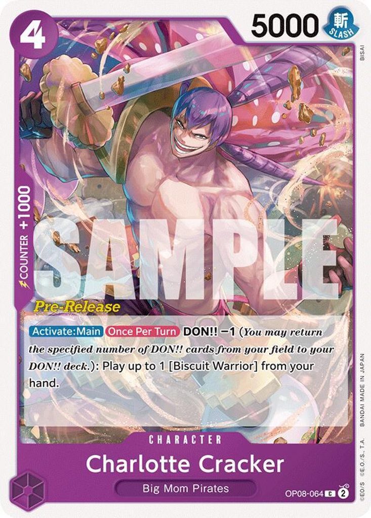 Charlotte Cracker OP08-064, the C printing from OP-08 of the One Piece Card Game