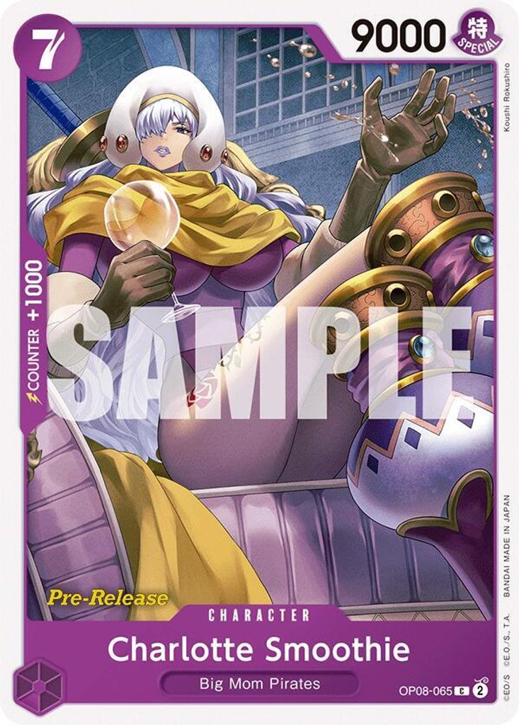 Charlotte Smoothie OP08-065, the C printing from OP-08 of the One Piece Card Game