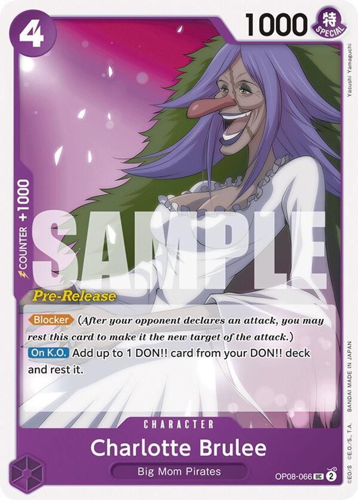Charlotte Brulee OP08-066, the UC printing from OP-08 of the One Piece Card Game