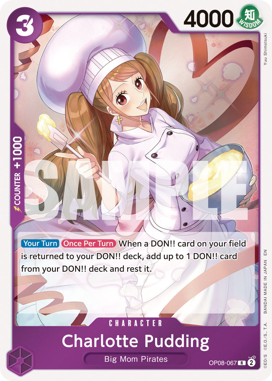 Charlotte Pudding - OP08-067 OP08-067, the R printing from OP-08 of the One Piece Card Game