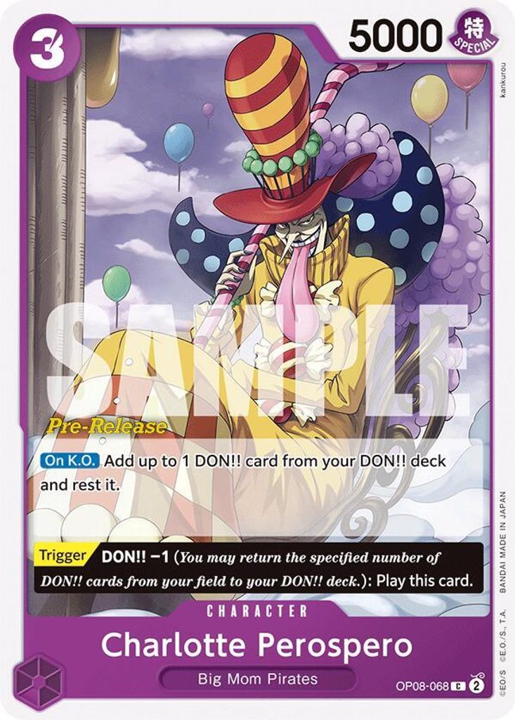 Charlotte Perospero OP08-068, the C printing from OP-08 of the One Piece Card Game