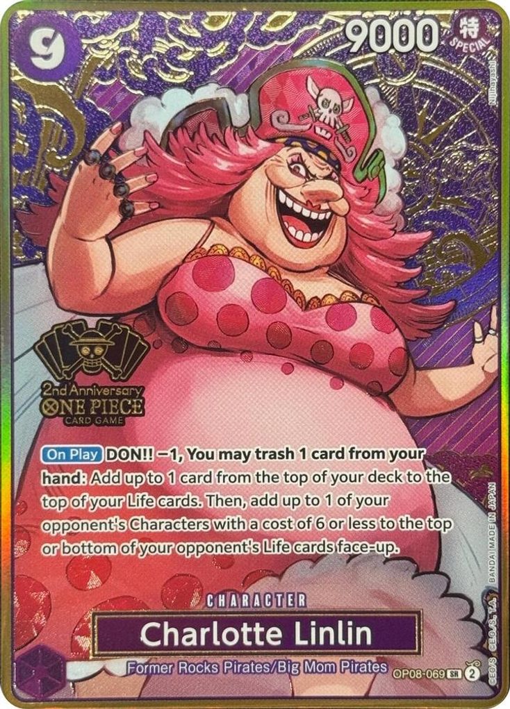 Charlotte Linlin OP08-069, the SR printing from OP-08 of the One Piece Card Game