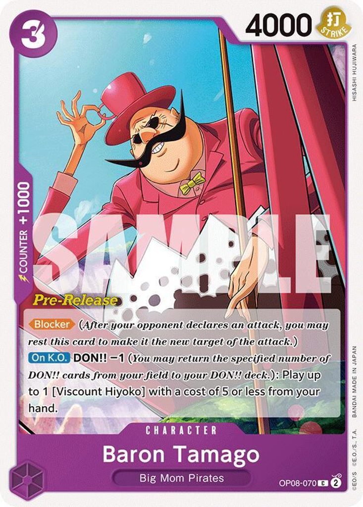 Baron Tamago OP08-070, the C printing from OP-08 of the One Piece Card Game