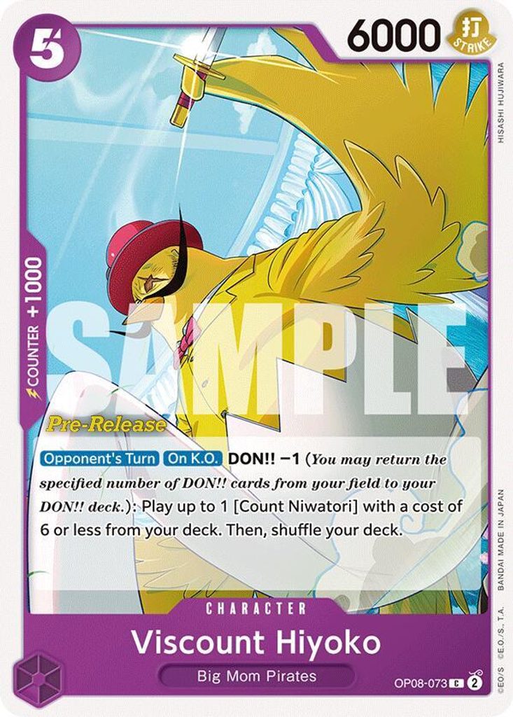 Viscount Hiyoko OP08-073, the C printing from OP-08 of the One Piece Card Game