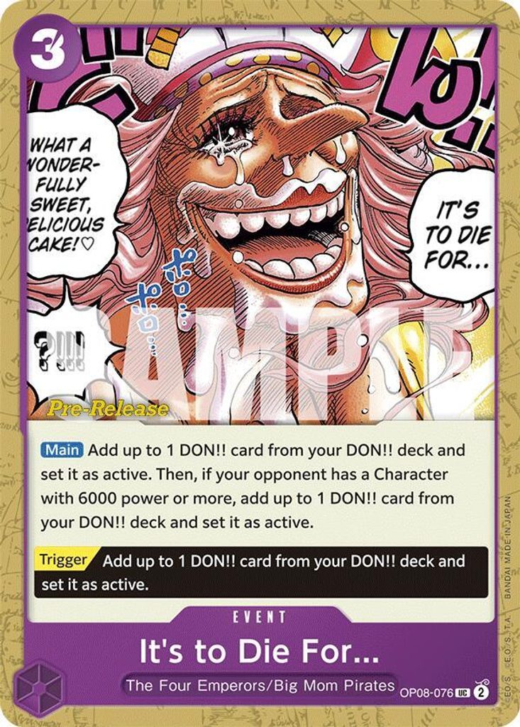 It's to Die For OP08-076, the UC printing from OP-08 of the One Piece Card Game