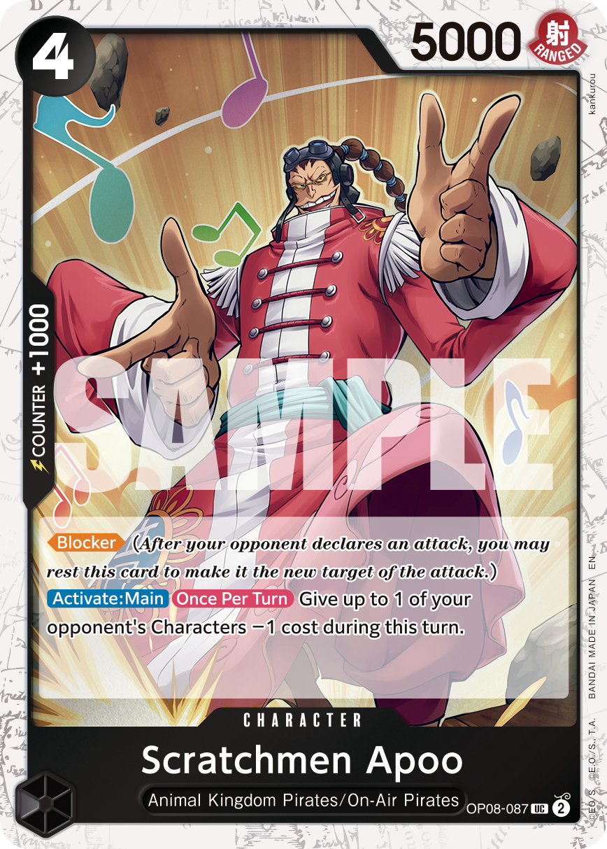 Scratchmen Apoo - OP08-087 OP08-087, the UC printing from OP-08 of the One Piece Card Game