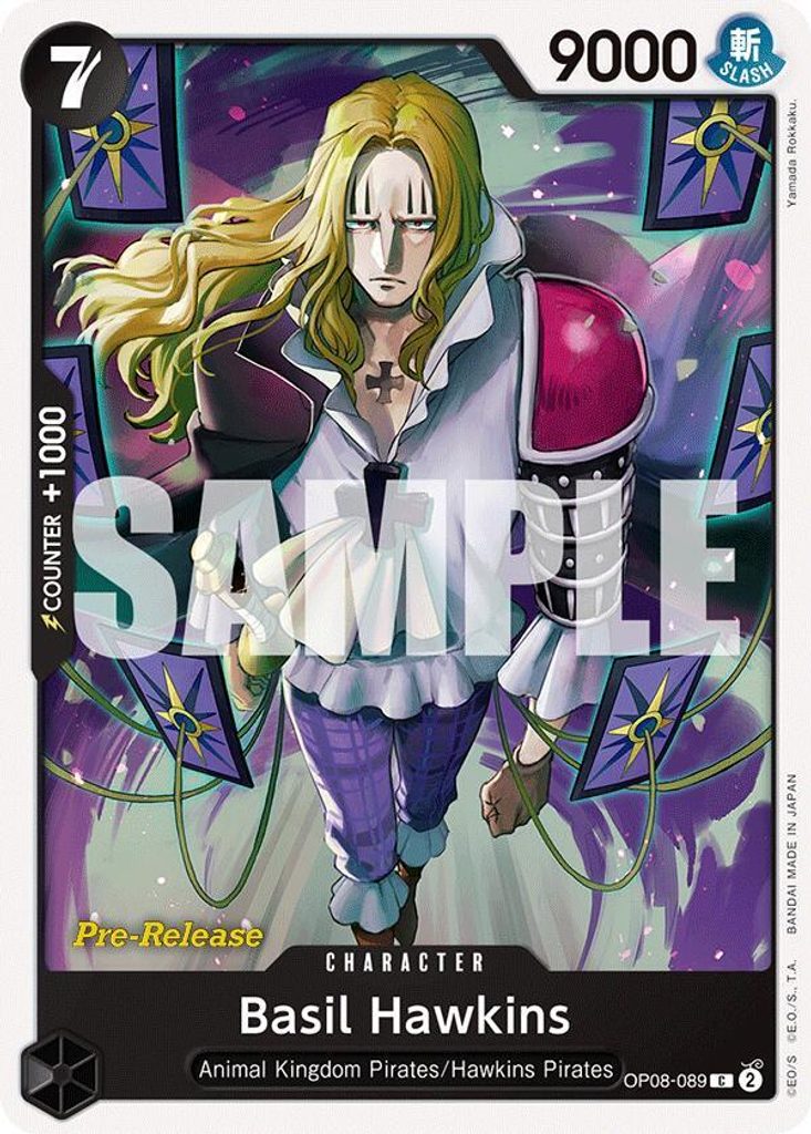 Basil Hawkins OP08-089, the C printing from OP-08 of the One Piece Card Game