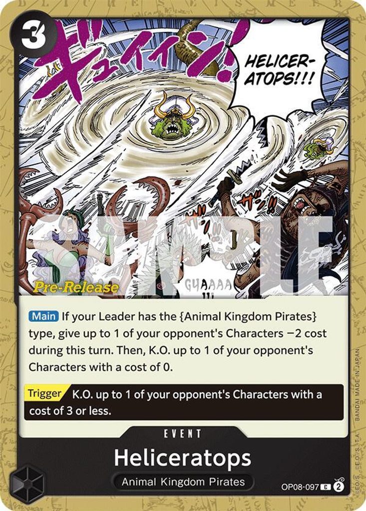 Heliceratops OP08-097, the C printing from OP-08 of the One Piece Card Game