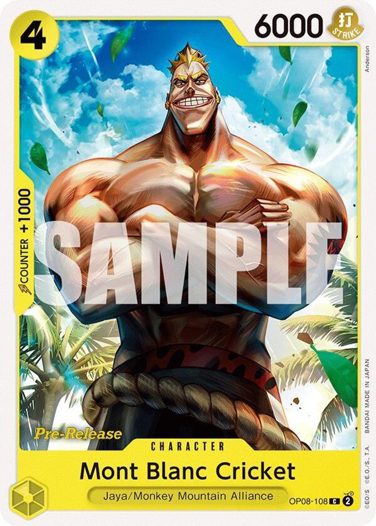 Mont Blanc Cricket OP08-108, the C printing from OP-08 of the One Piece Card Game