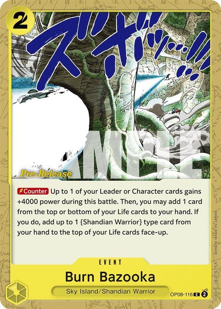 Burn Bazooka OP08-116, the C printing from OP-08 of the One Piece Card Game