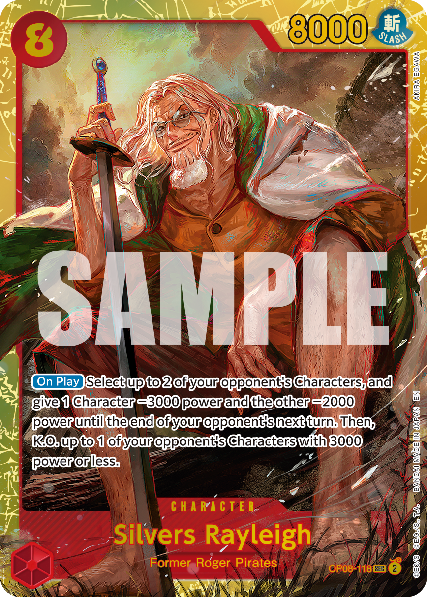 Silvers Rayleigh - OP08-118 OP08-118, the SEC printing from OP-08 of the One Piece Card Game
