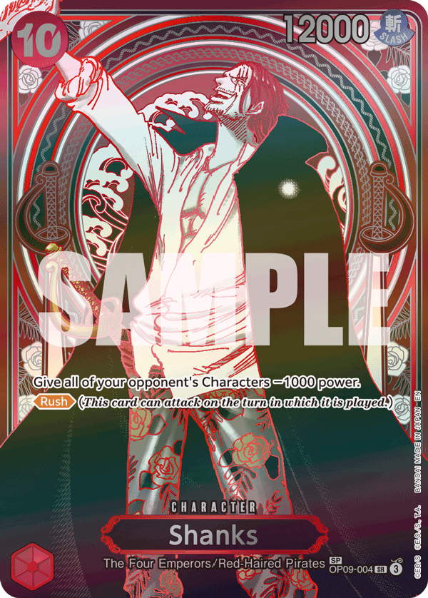 Shanks - OP09-004 (SP) OP09-004, the SR printing from OP-09 of the One Piece Card Game