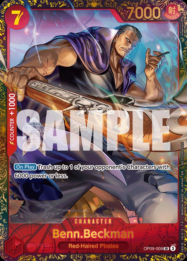 Benn.Beckman OP09-009, the SR printing from OP-09 of the One Piece Card Game