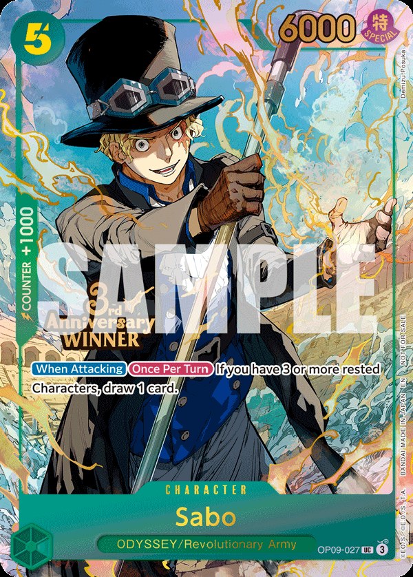 Sabo OP09-027, the UC printing from OP-09 of the One Piece Card Game
