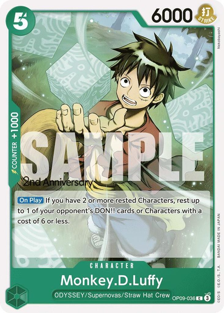 Monkey.D.Luffy OP09-036, the C printing from OP-09 of the One Piece Card Game