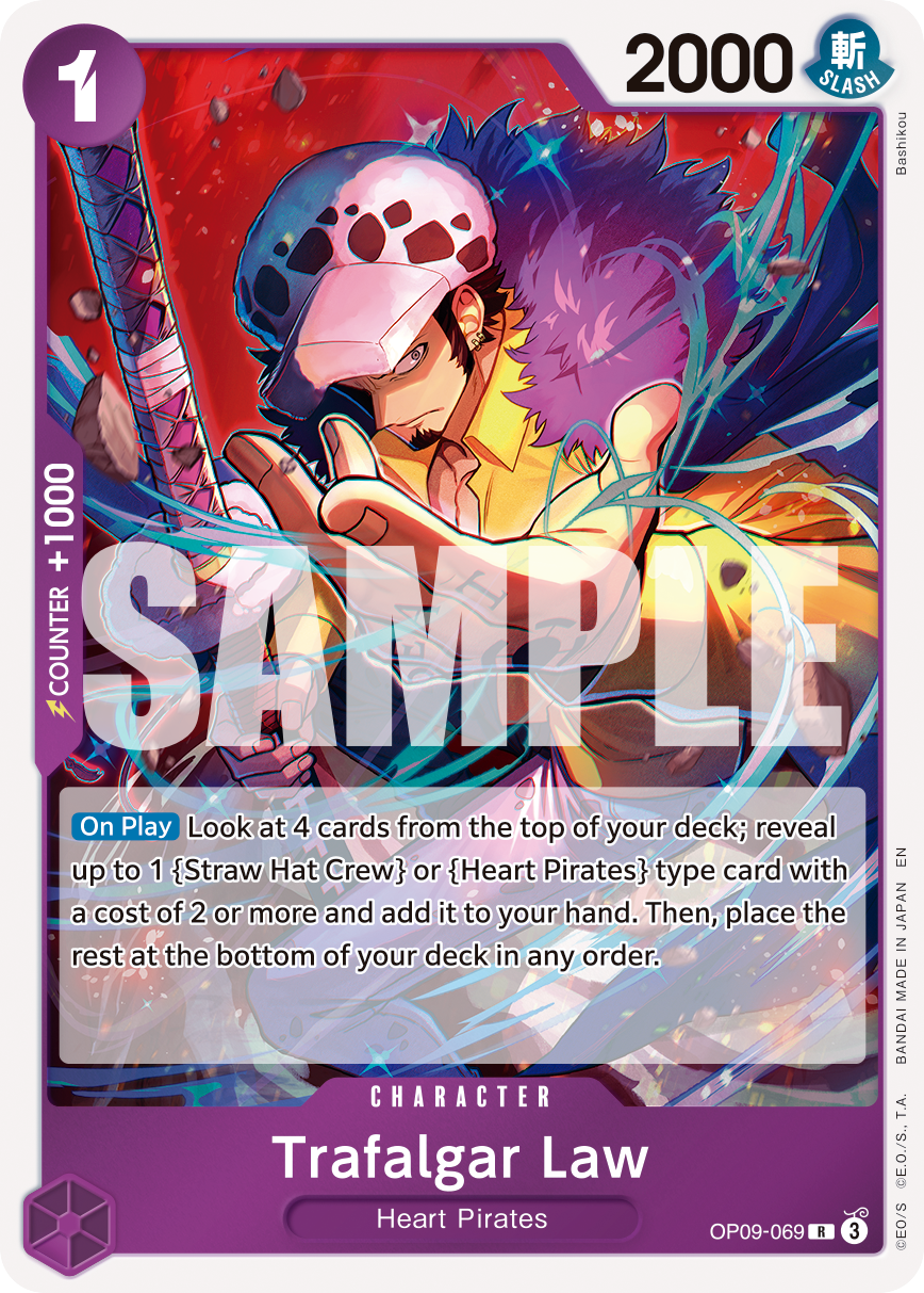 Trafalgar Law - OP09-069 OP09-069, the R printing from OP-09 of the One Piece Card Game