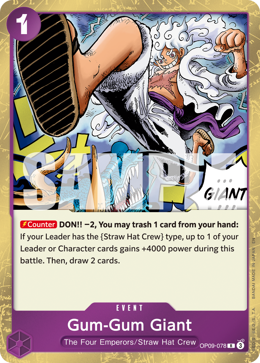 Gum-Gum Giant OP09-078, the R printing from OP-09 of the One Piece Card Game