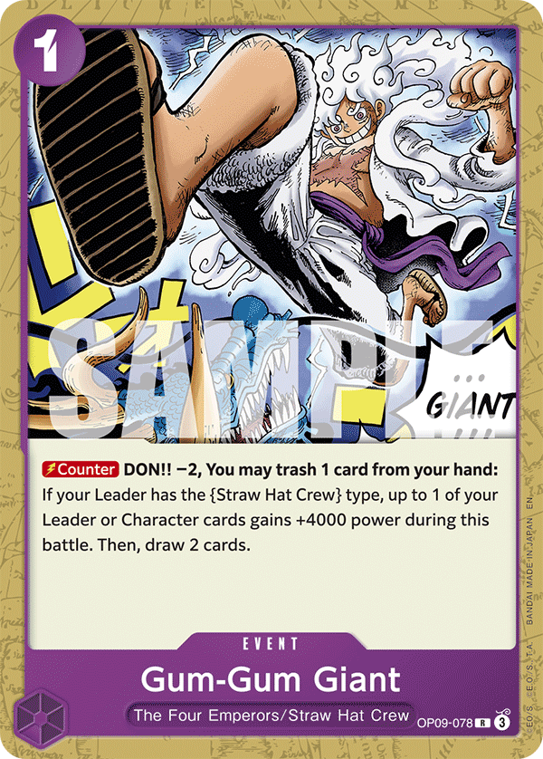 Gum-Gum Giant OP09-078, the R printing from OP-09 of the One Piece Card Game