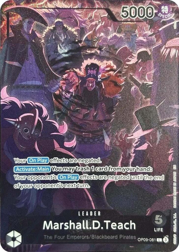 Marshall.D.Teach OP09-081, the L printing from OP-09 of the One Piece Card Game