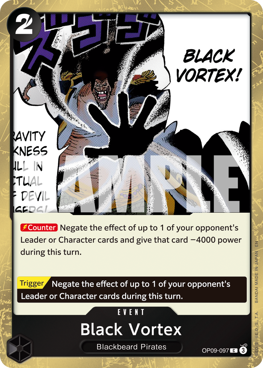 Black Vortex OP09-097, the C printing from OP-09 of the One Piece Card Game
