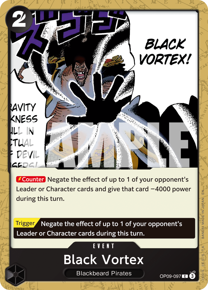 Black Vortex OP09-097, the C printing from OP-09 of the One Piece Card Game