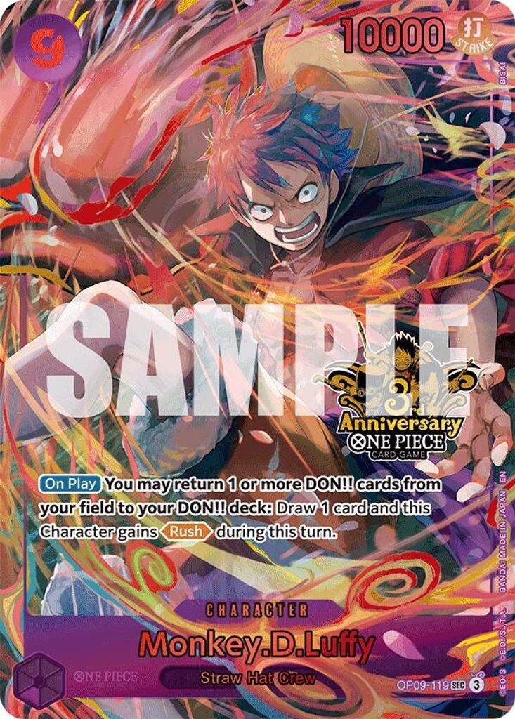 Monkey.D.Luffy OP09-119, the SEC printing from OP-09 of the One Piece Card Game