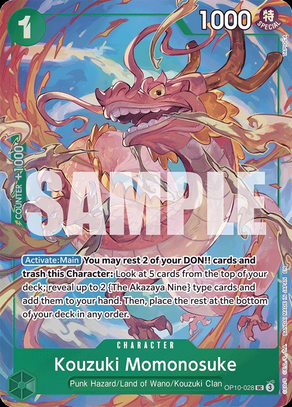 Kouzuki Momonosuke OP10-028, the UC printing from OP-10 of the One Piece Card Game