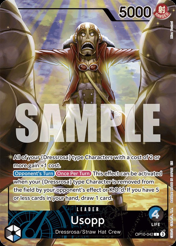 Usopp OP10-042, the L printing from OP-10 of the One Piece Card Game