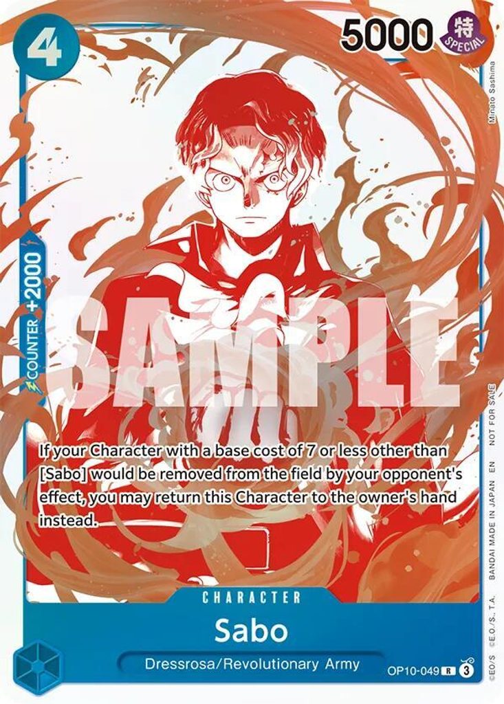 Sabo OP10-049, the R printing from OP-10 of the One Piece Card Game