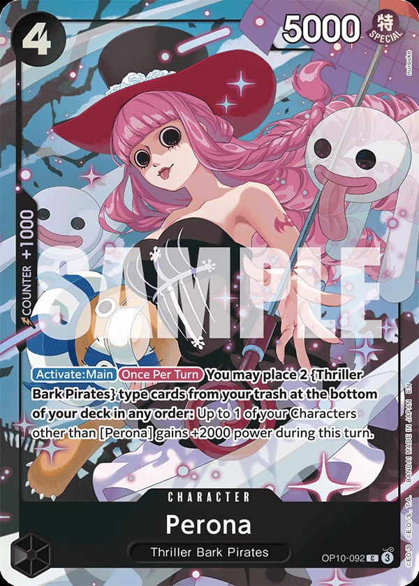 Perona OP10-092, the C printing from OP-10 of the One Piece Card Game