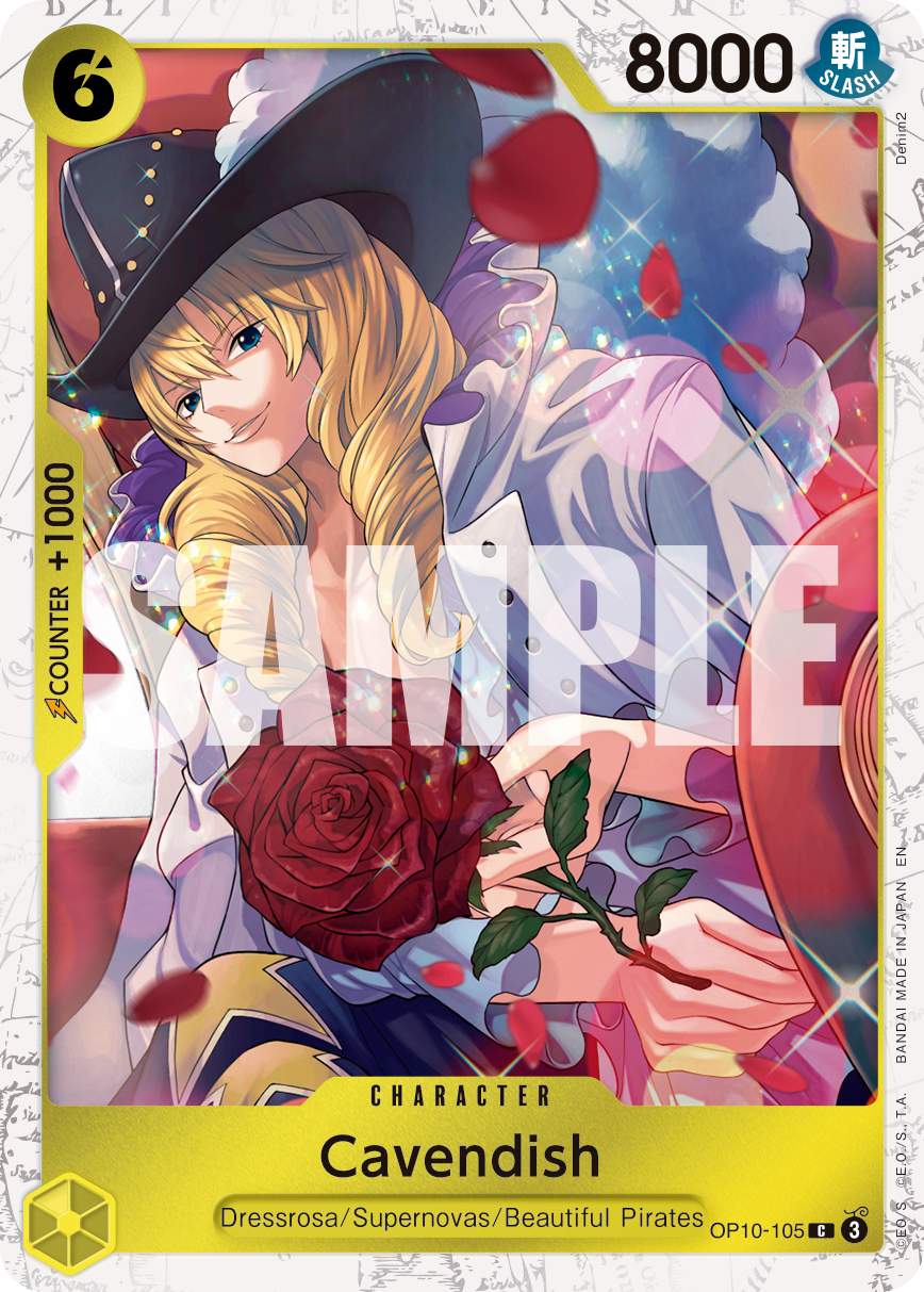 Cavendish - OP10-105 OP10-105, the C printing from OP-10 of the One Piece Card Game