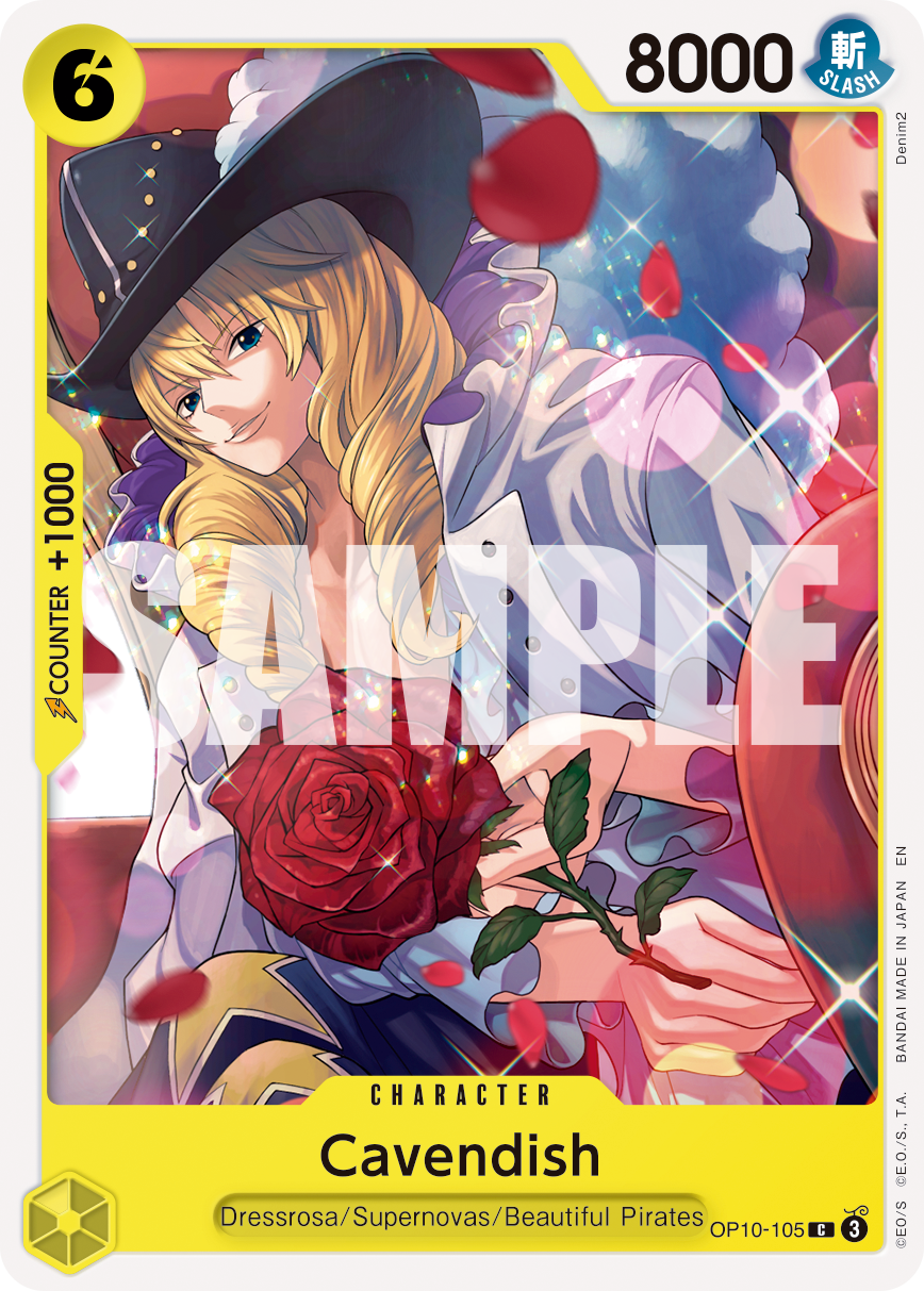 Cavendish - OP10-105 OP10-105, the C printing from OP-10 of the One Piece Card Game