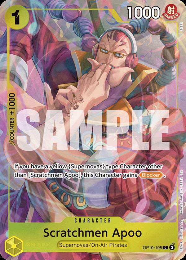 Scratchmen Apoo OP10-108, the C printing from OP-10 of the One Piece Card Game