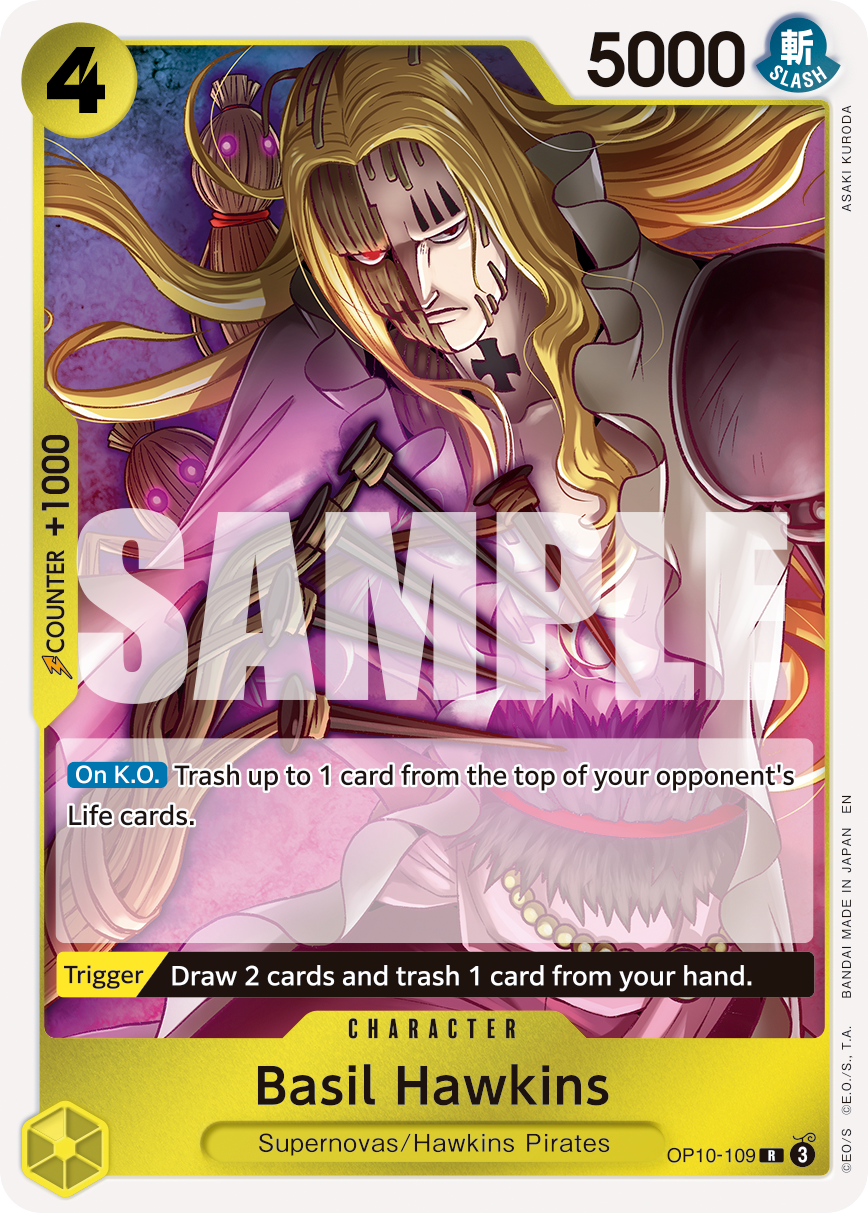 Basil Hawkins - OP10-109 OP10-109, the R printing from OP-10 of the One Piece Card Game
